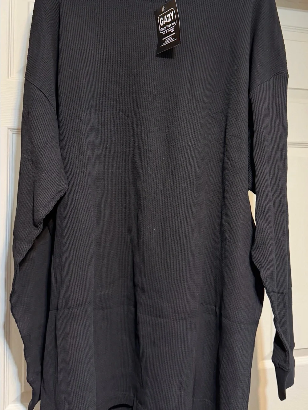 Men’sTall  Black Waffle Long-Sleeve Shirt